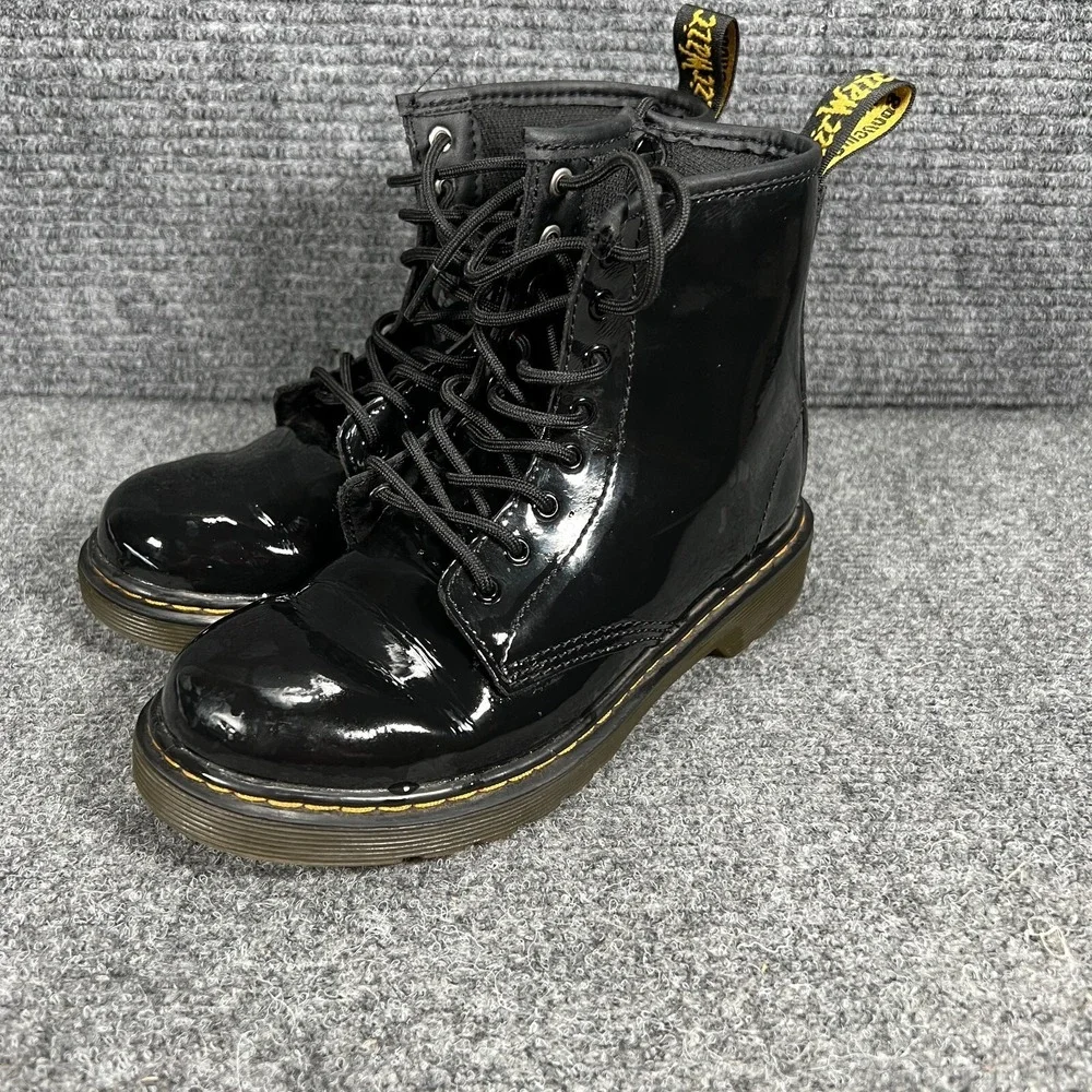 Dr. Martens Boots Shoes Junior 1460 Youth Size 2 Black Leather Lace Up Zip Up